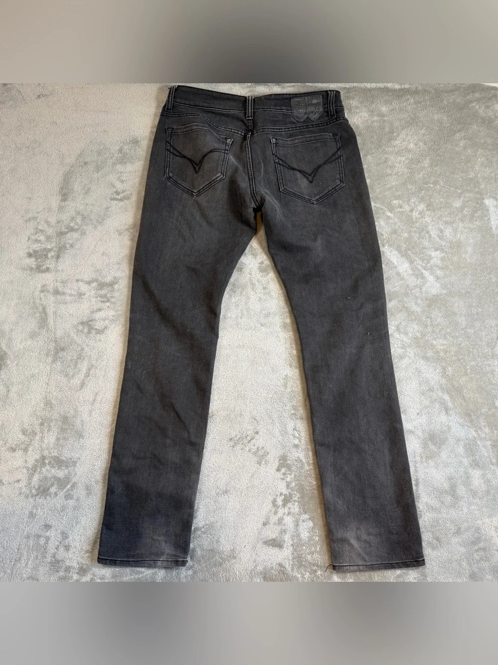 Flying Machine Men's Black Gray Slim Straight Jeans 34x32 Stretch Denim